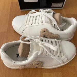 Palm Angels, Teddy Bear Tennis Sneaker in White/ Brown size 5